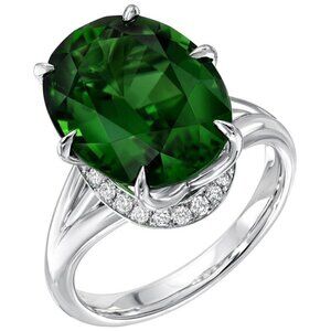 💎 Dainty Large Oval Zircon Emerald Elegant Silver Rings for Women, INDN8212
